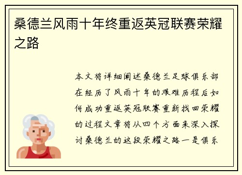 桑德兰风雨十年终重返英冠联赛荣耀之路